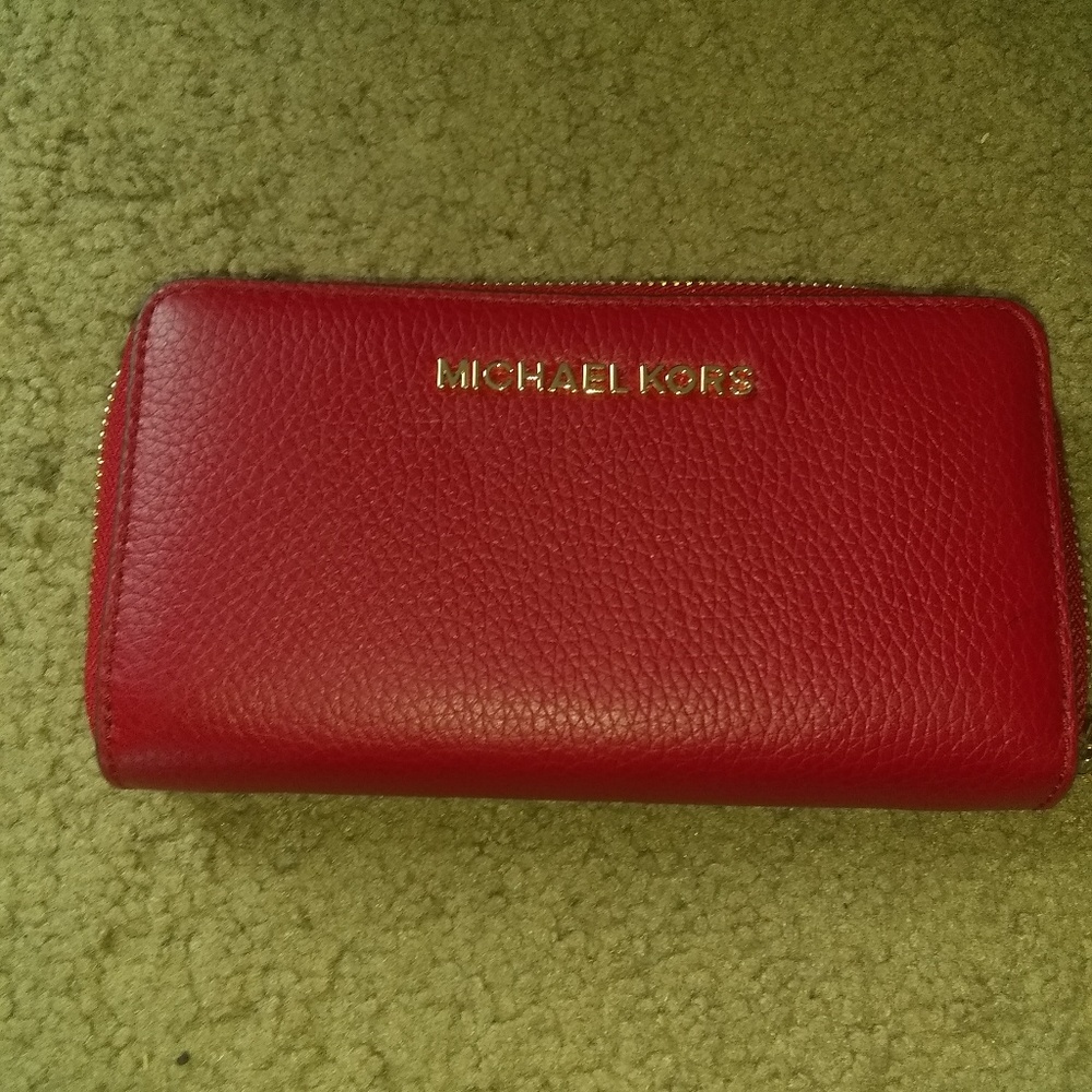 Michael Kors Red zip around wallet and phone case